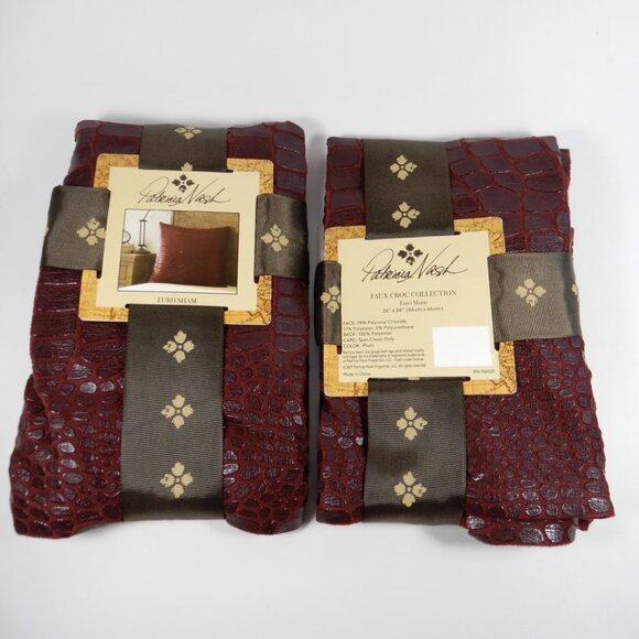 Patricia Nash Faux Croc Embossed Euro SHAM SET Plum Wine Decorative Pillow Cover - Picture 6 of 8